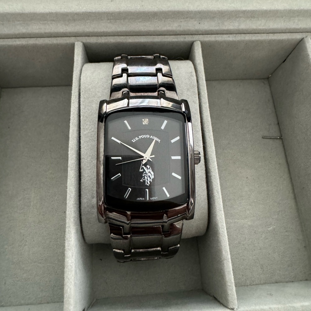 U.S. Polo Assn.® Mens Black Stainless Steel Watch